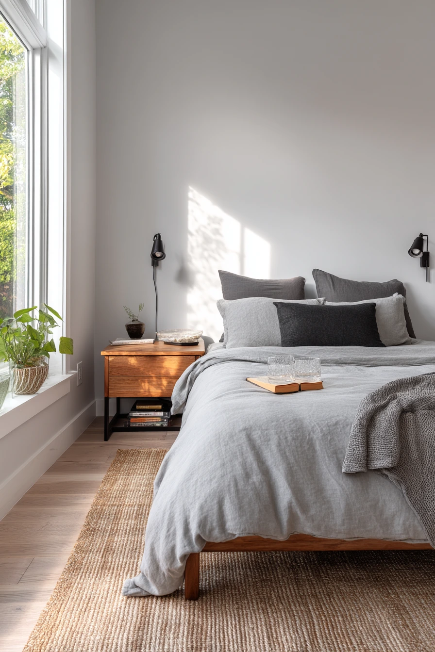 Soft Gray Bedroom for a Busy Couple