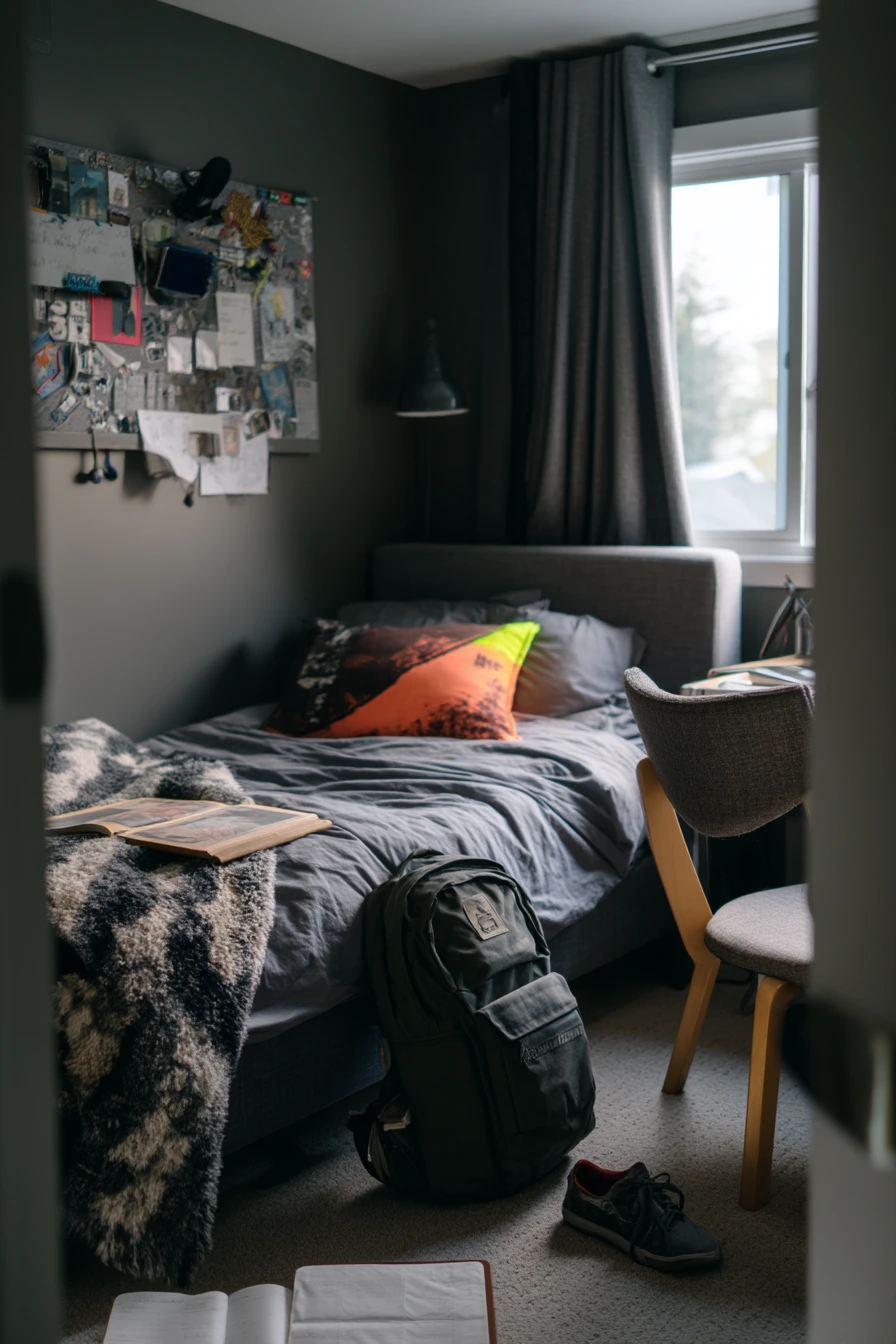 Teen Gray Bedroom with Personality