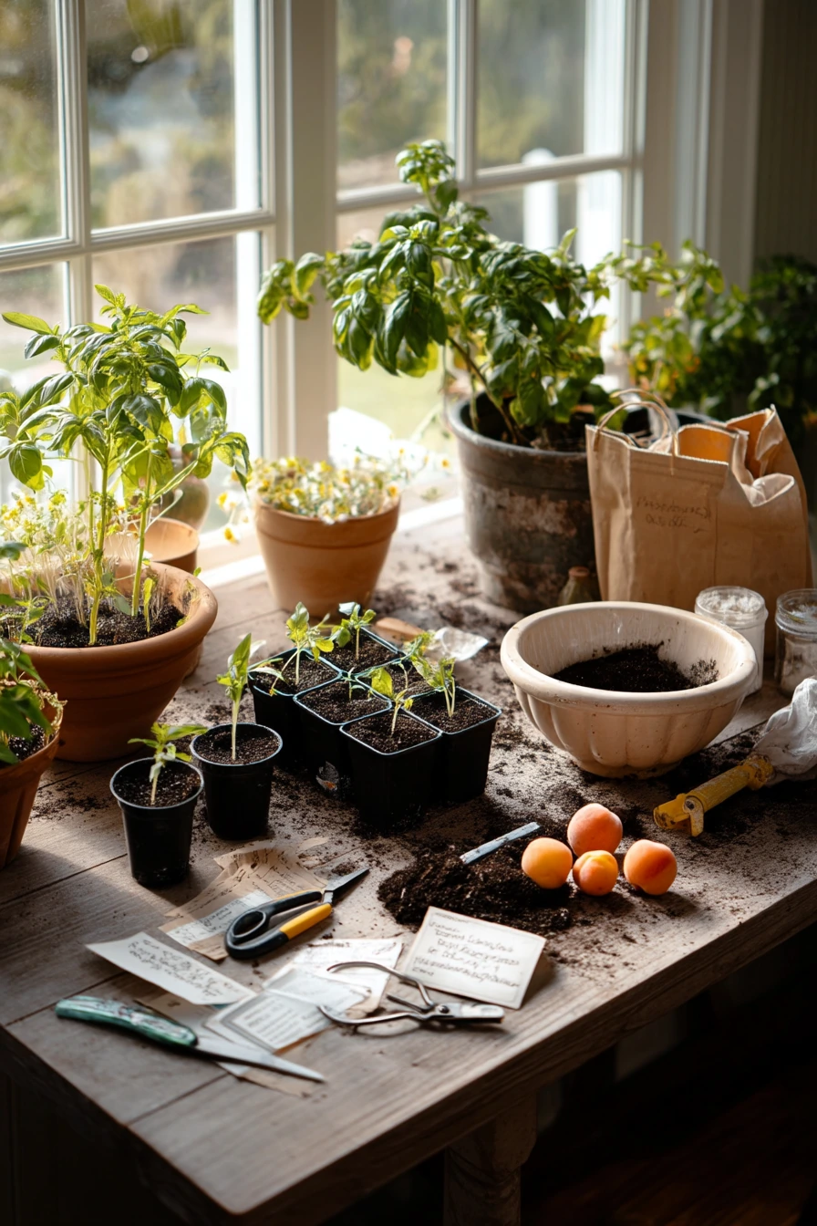 DIY Herb Potting Setup After the Grocery Run