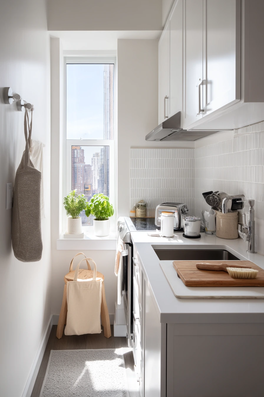 7. Tiny Kitchen Vertical Tile Solution