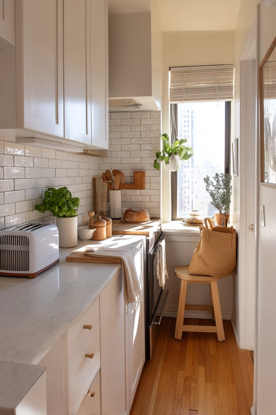 7. Tiny Kitchen Vertical Tile Solution