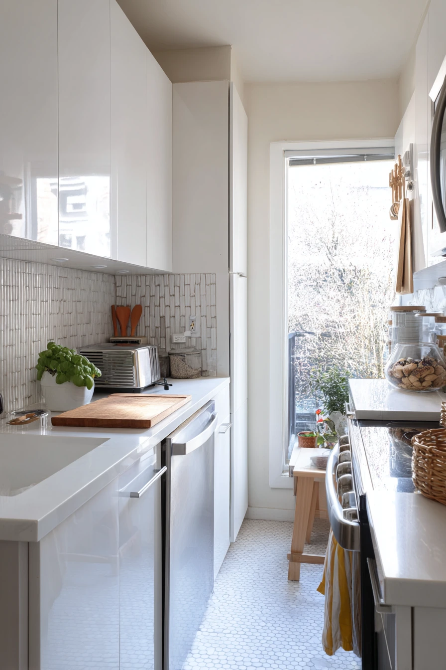 7. Tiny Kitchen Vertical Tile Solution