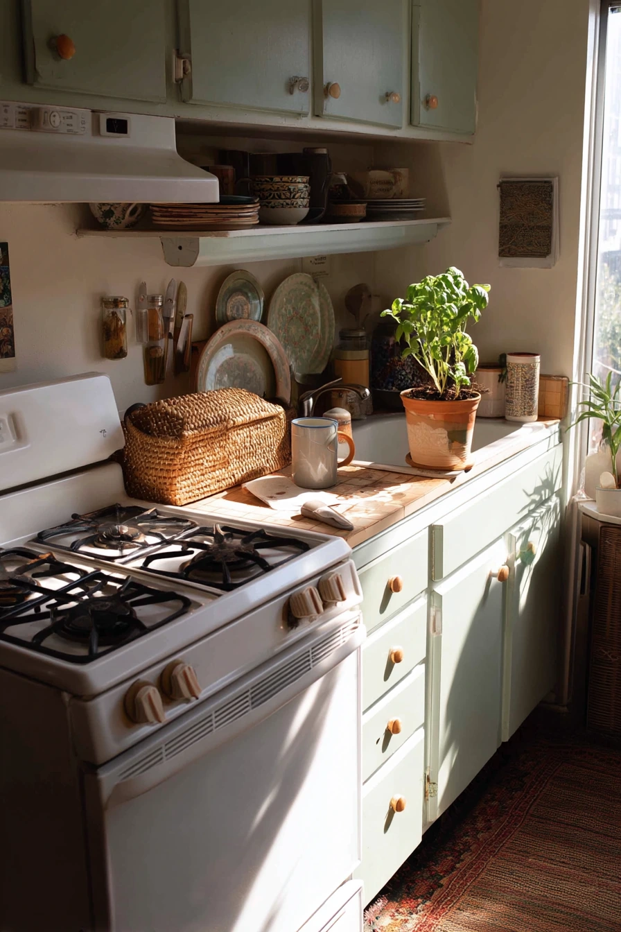 Ceramic Knobs in a Vintage-Touched Rental