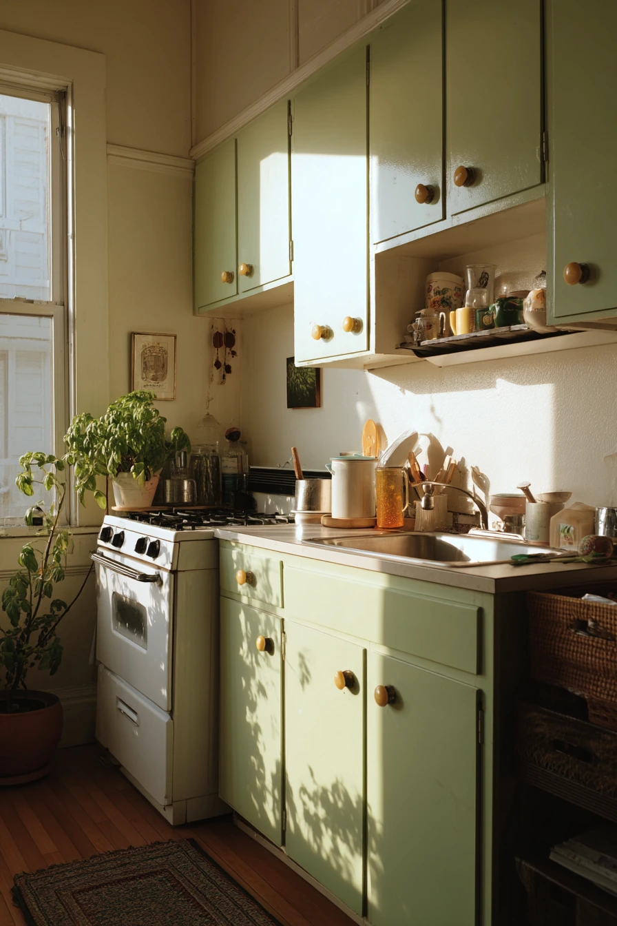 Ceramic Knobs in a Vintage-Touched Rental