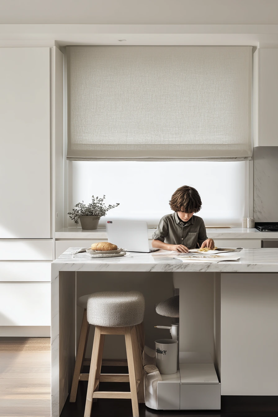 Hidden Edge Pulls for a Clean Minimal Kitchen