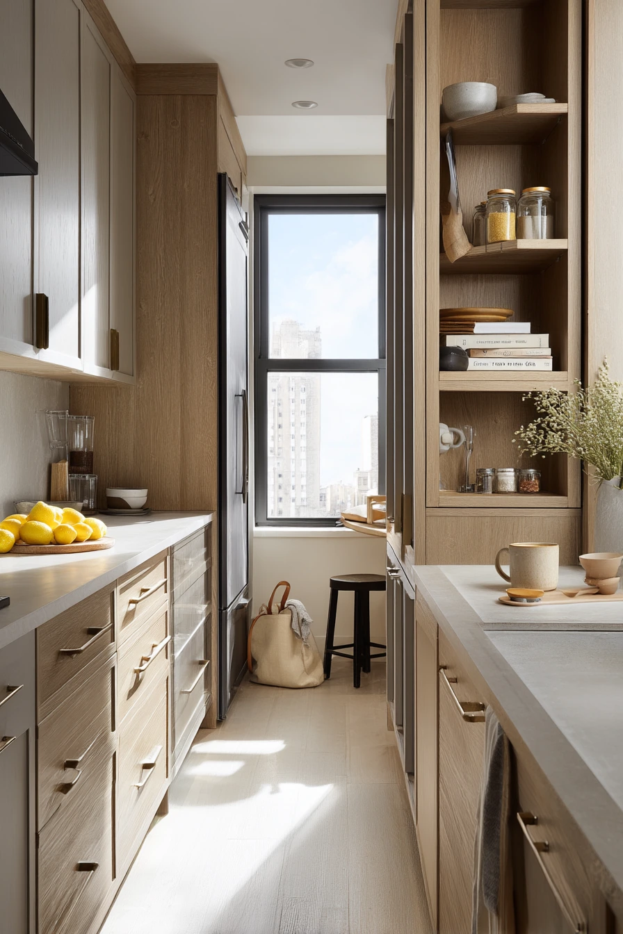 1. Small galley kitchen with clever cabinet storage