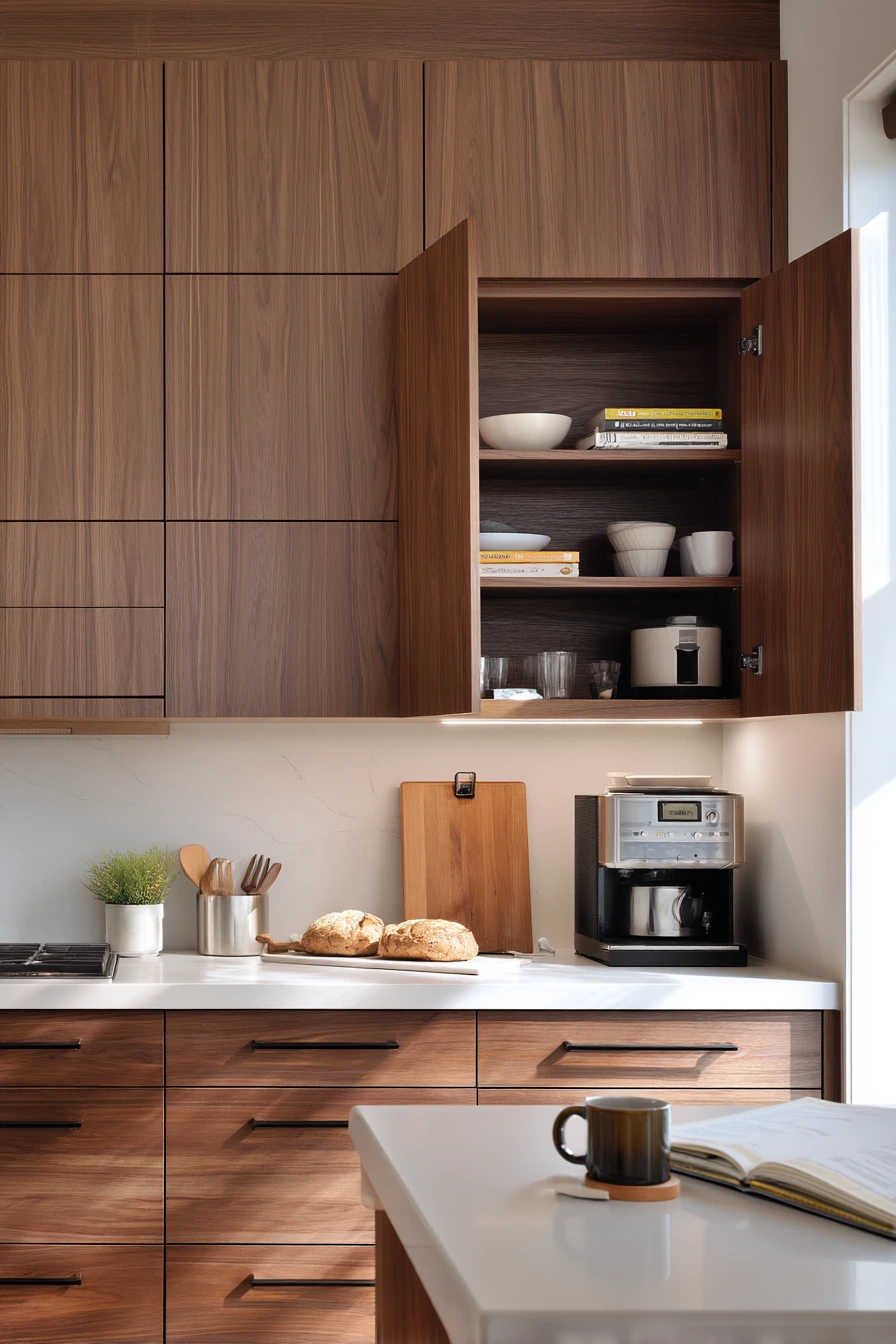 4. Deep lower cabinets for hidden appliance storage