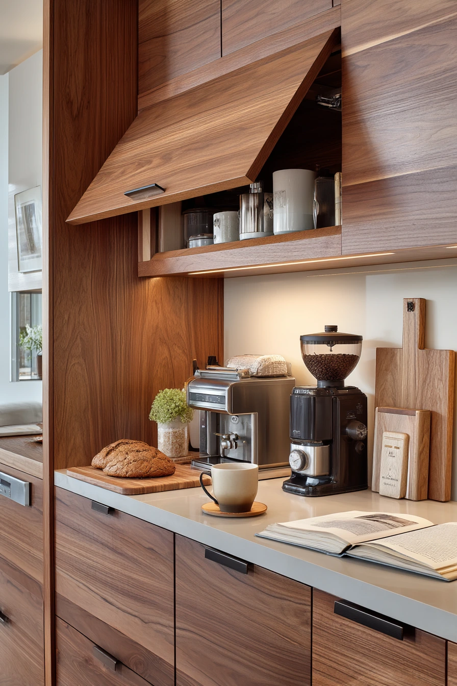 4. Deep lower cabinets for hidden appliance storage