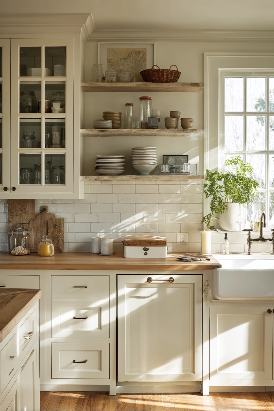 5. Open shelving mixed with classic cabinets