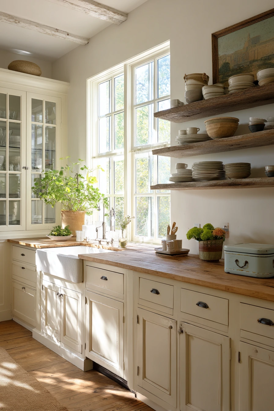 5. Open shelving mixed with classic cabinets