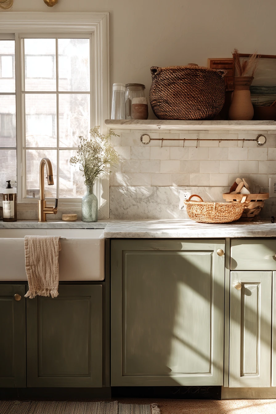 2. Budget-friendly painted cabinets in a family kitchen