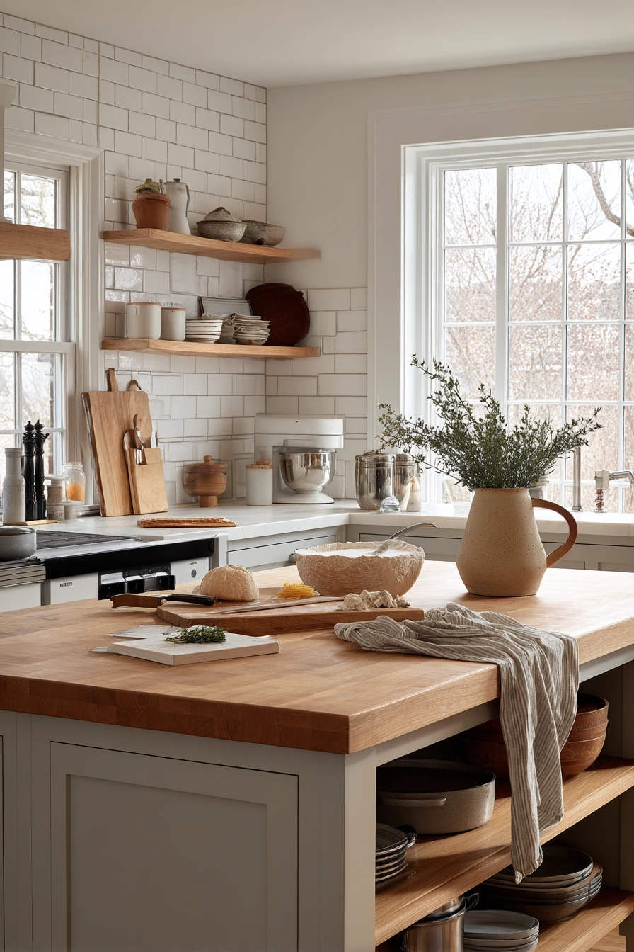 Chef’s Prep Island With Open Shelves
