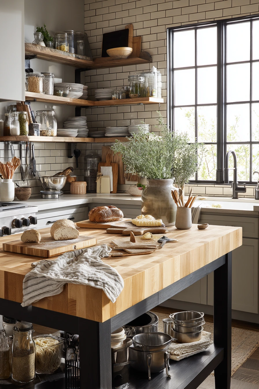Chef’s Prep Island With Open Shelves