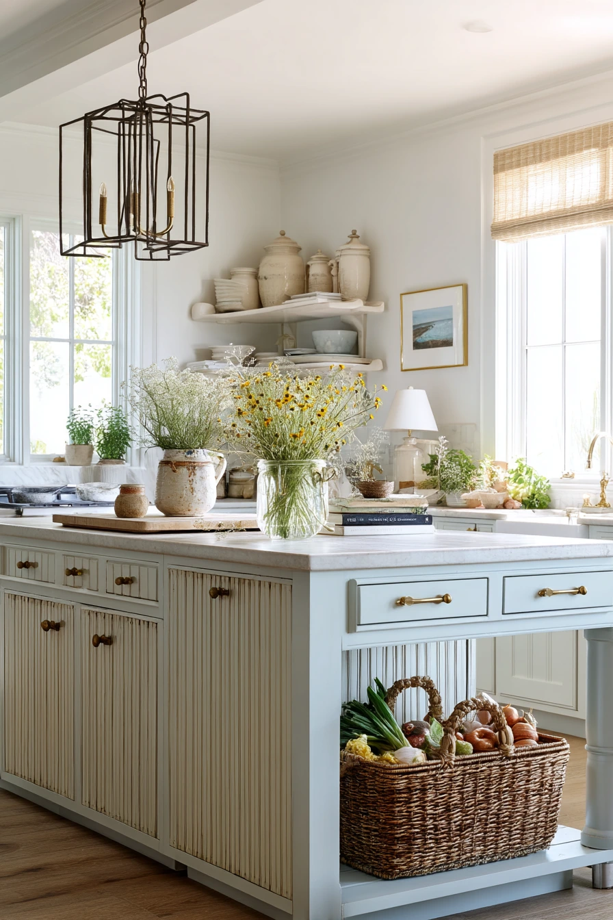 Modern Cottage Island With Vintage Touches