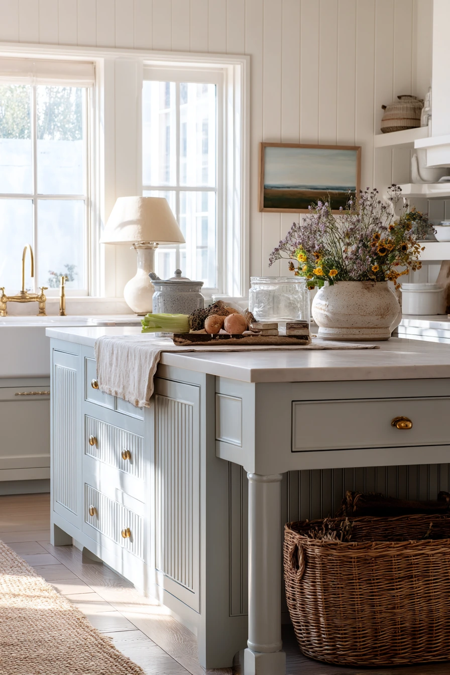 Modern Cottage Island With Vintage Touches