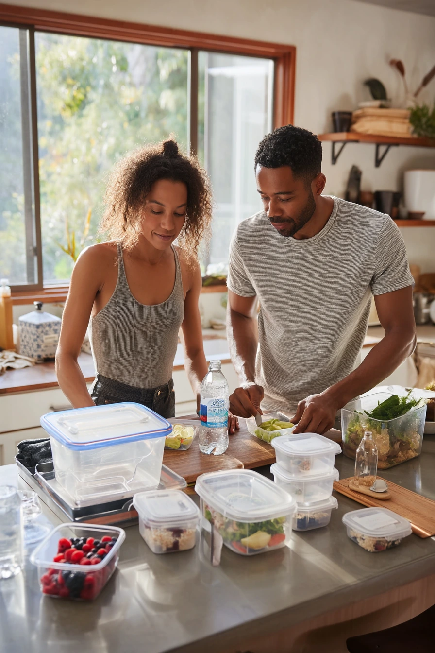 5. Minimal Fridge Zone with Meal Prep Bins