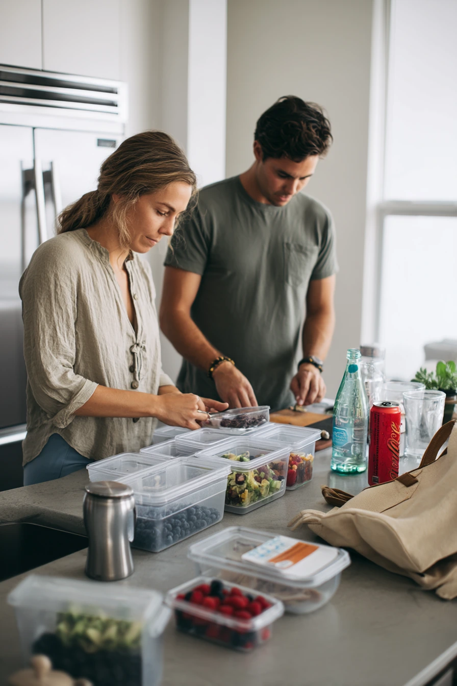 5. Minimal Fridge Zone with Meal Prep Bins