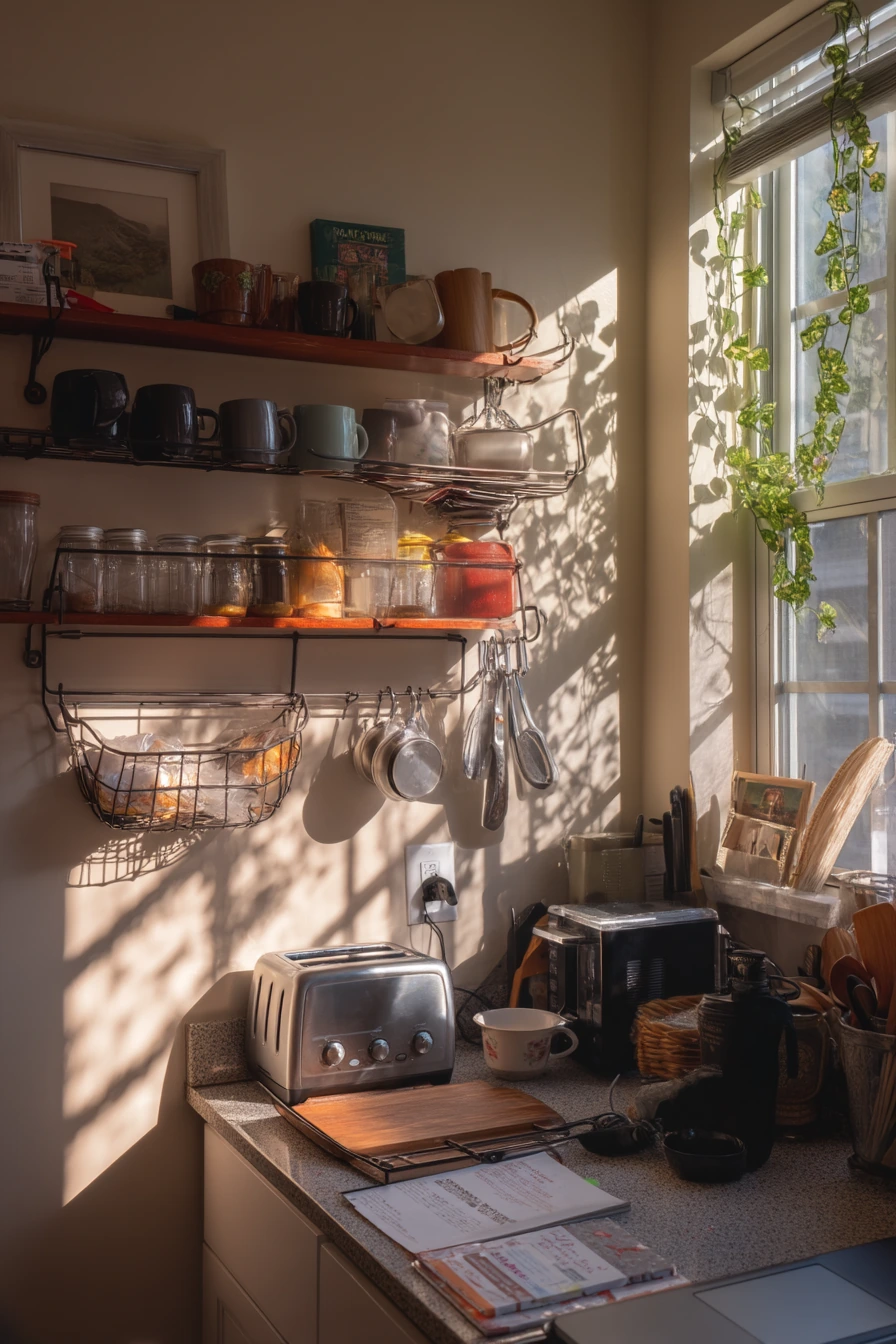 6. Small-Space Vertical Storage for a Studio Kitchen