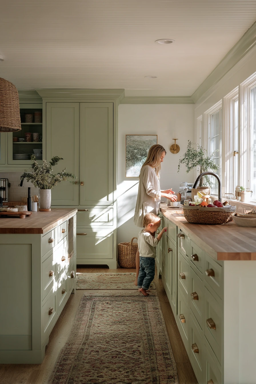 Soft Sage Update in a Busy Family Kitchen