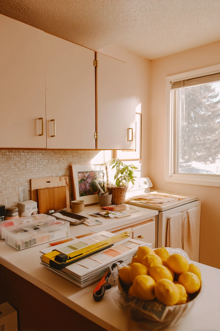 Peachy Beige Paint in a Rental Kitchen Makeover