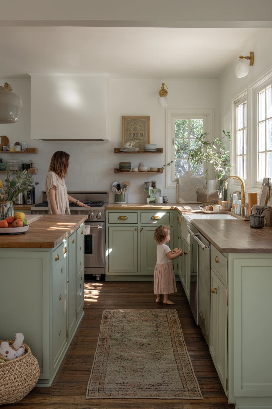 Soft Sage Update in a Busy Family Kitchen