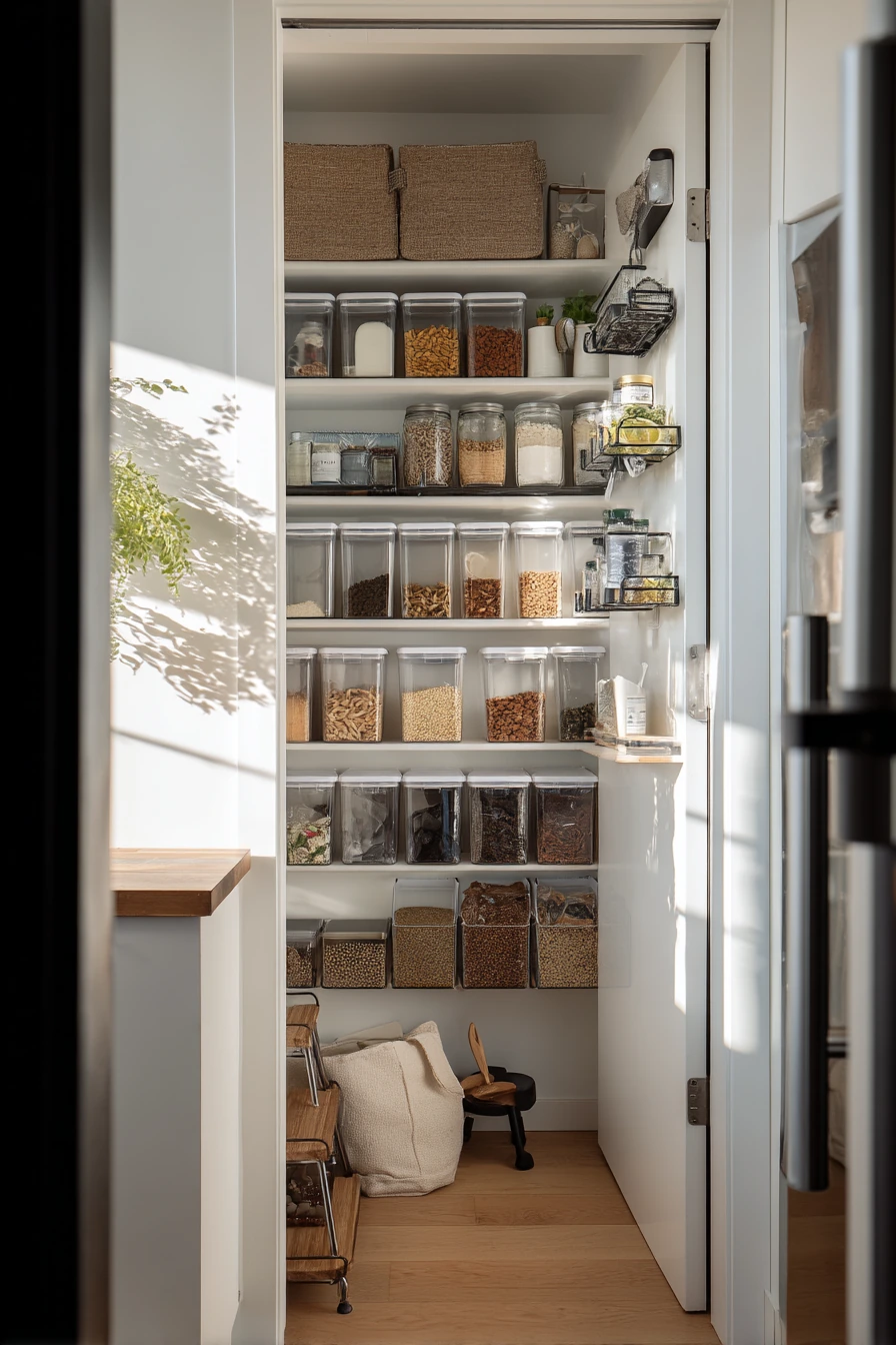 5. Tiny Pantry Closet Behind Sliding Door