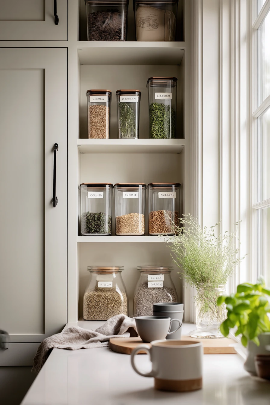 7. Minimal Pantry with Matching Containers