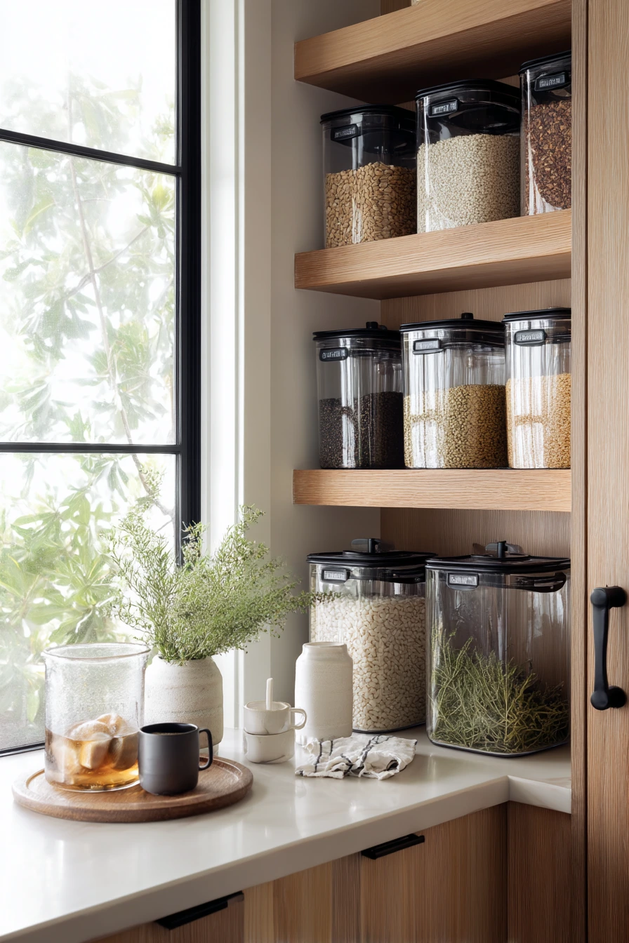7. Minimal Pantry with Matching Containers