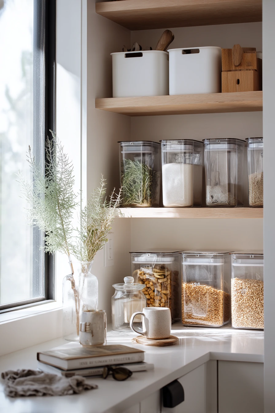 7. Minimal Pantry with Matching Containers