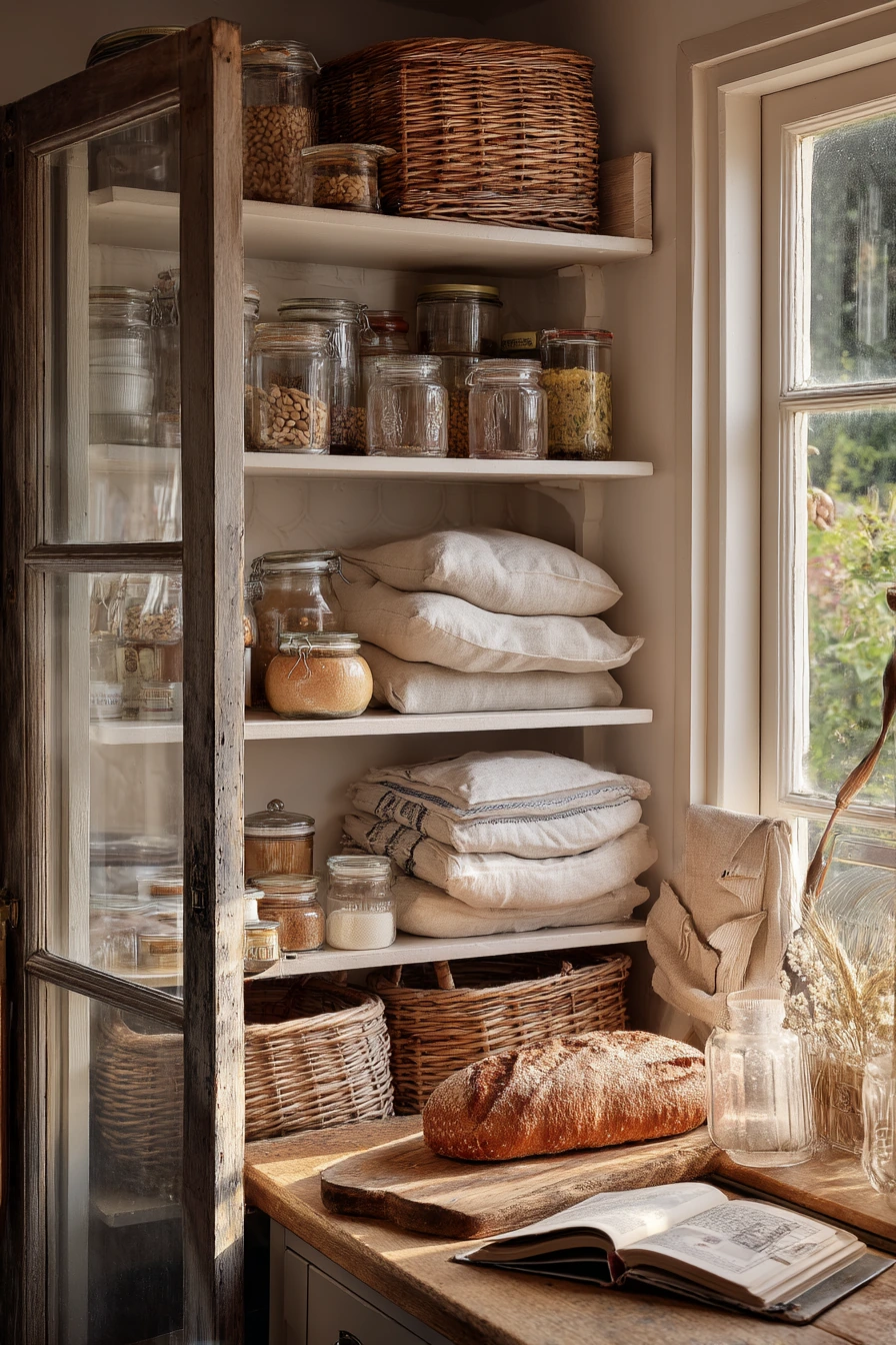 9. Farmhouse Pantry with Glass Door Display