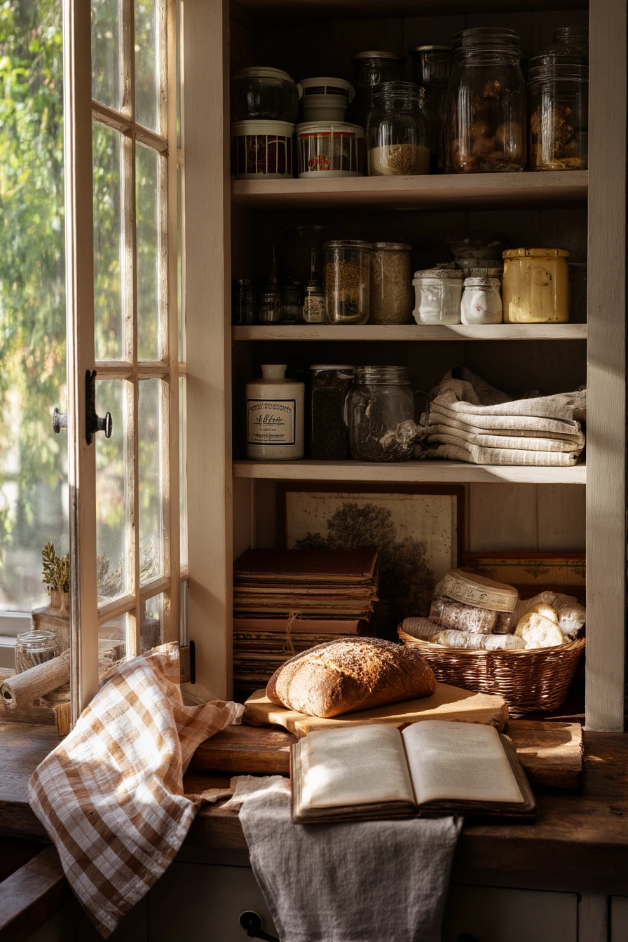 9. Farmhouse Pantry with Glass Door Display