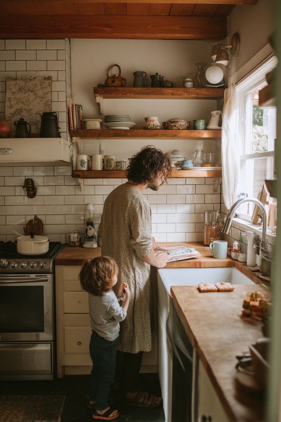 1. Warm White Subway Tile for a Busy Family Kitchen