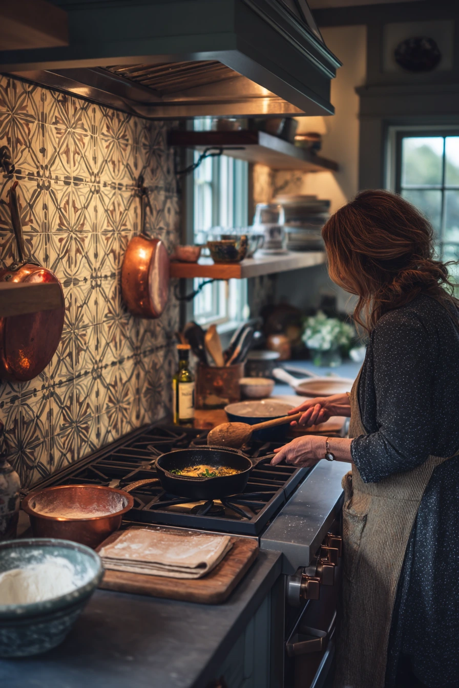 4. Handmade Tile Behind the Range for a Cook’s Kitchen
