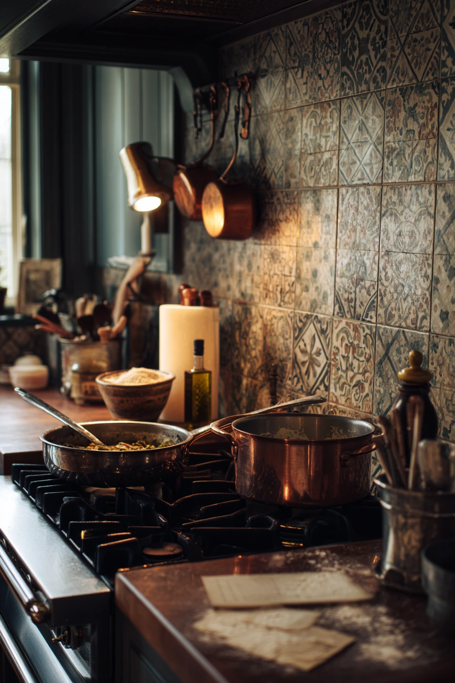 4. Handmade Tile Behind the Range for a Cook’s Kitchen