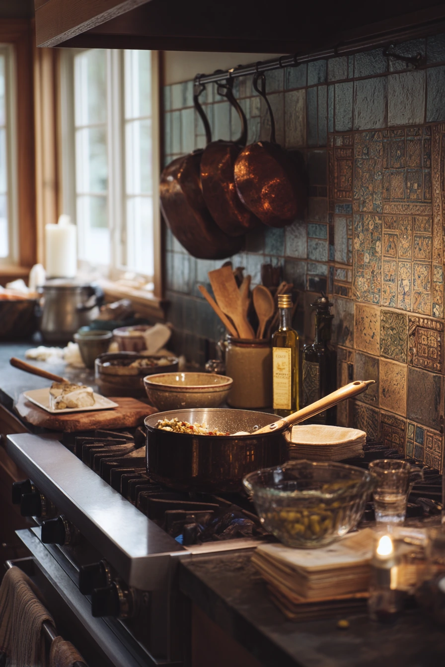 4. Handmade Tile Behind the Range for a Cook’s Kitchen