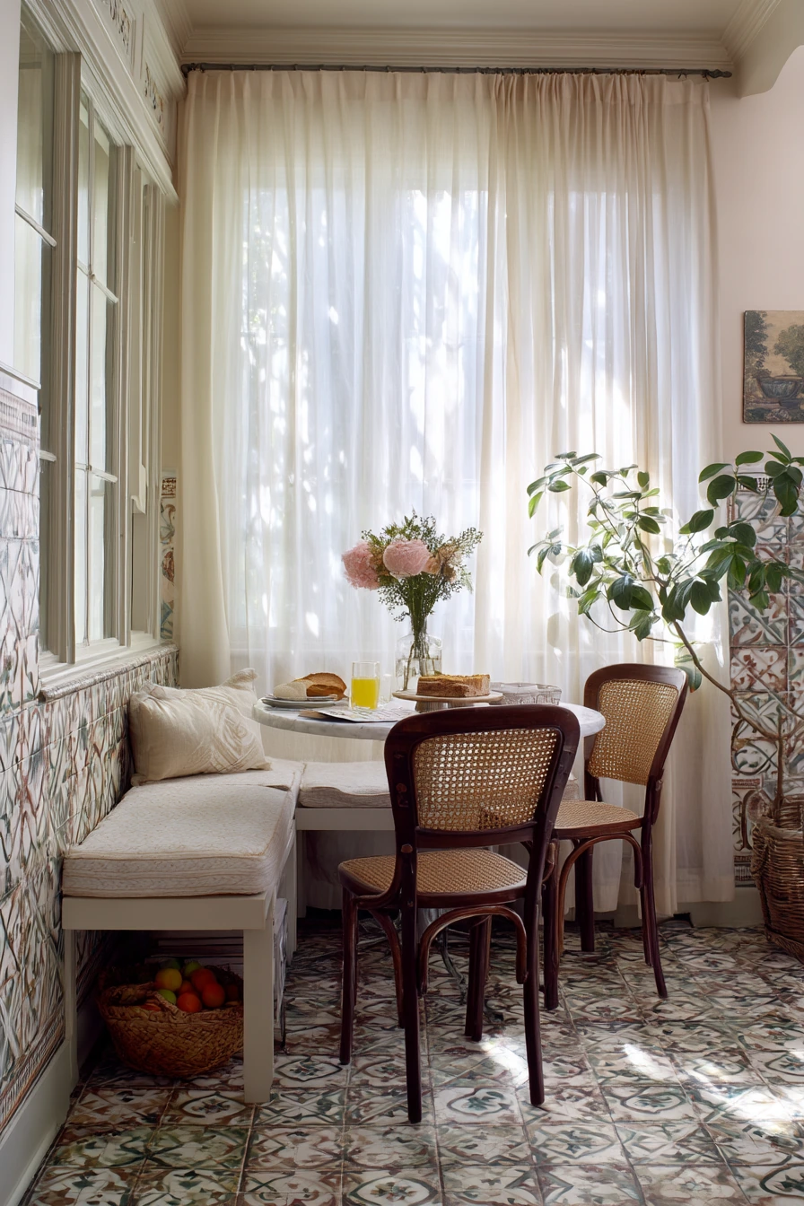 5. Mediterranean Tile Accents in a Sunlit Breakfast Nook