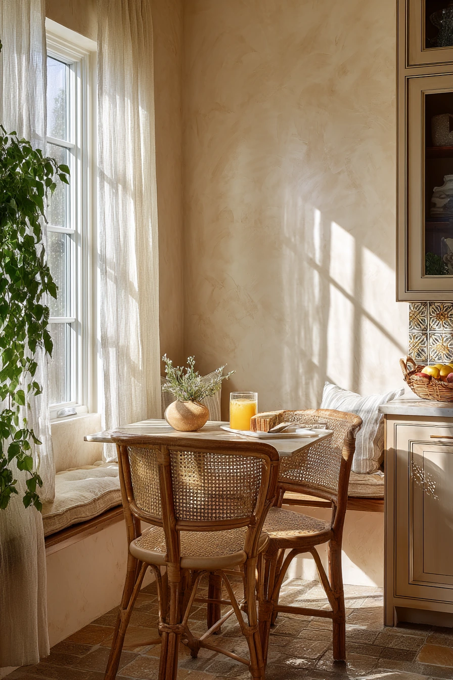 5. Mediterranean Tile Accents in a Sunlit Breakfast Nook