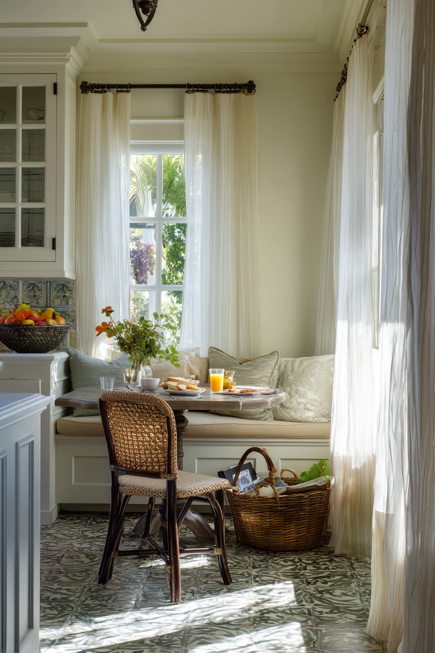 5. Mediterranean Tile Accents in a Sunlit Breakfast Nook