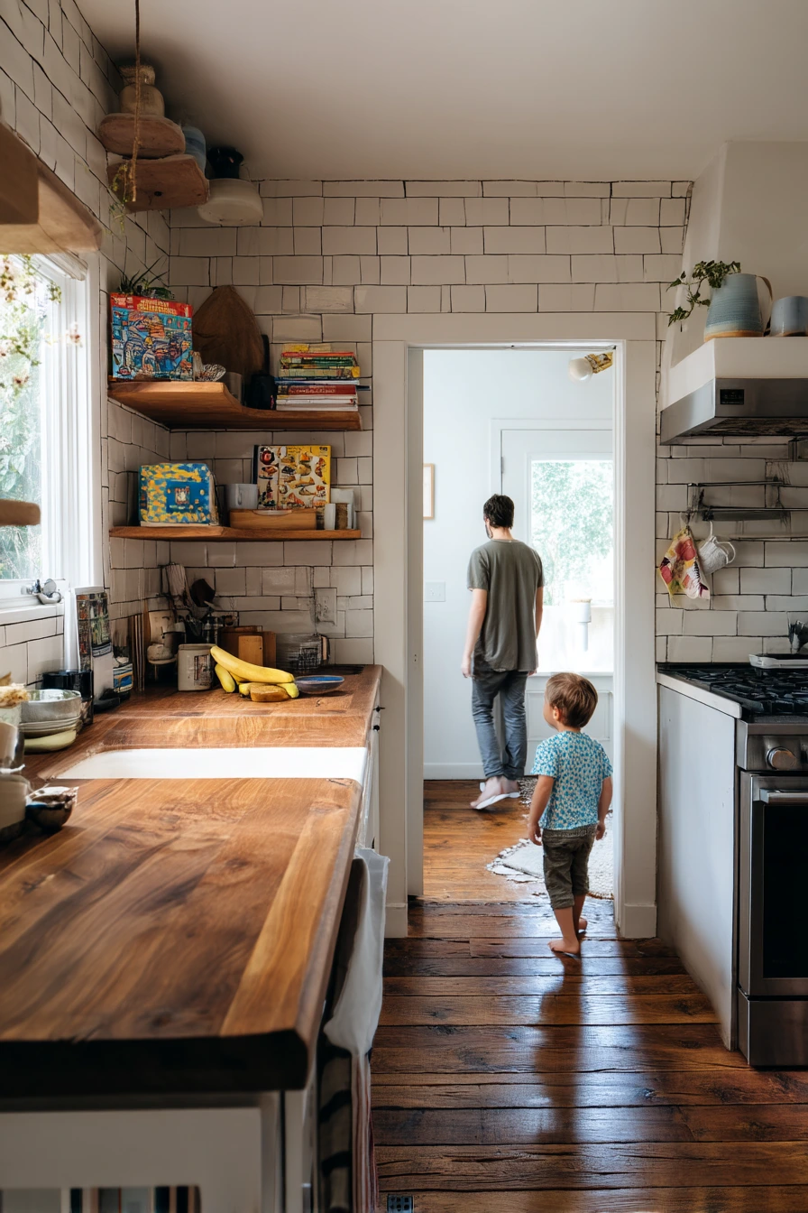 1. Warm White Subway Tile for a Busy Family Kitchen
