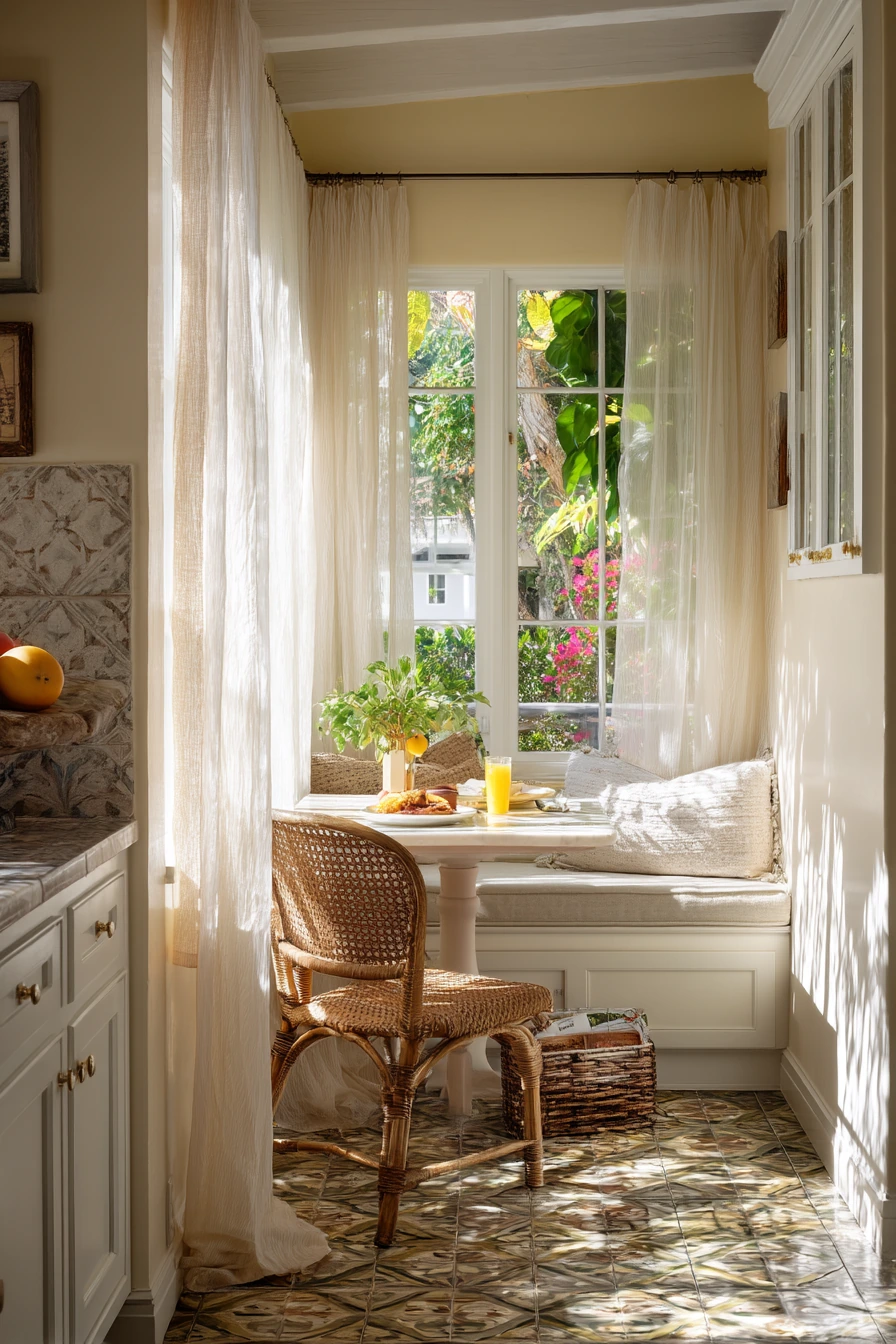 5. Mediterranean Tile Accents in a Sunlit Breakfast Nook