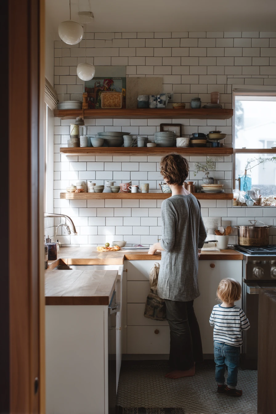 1. Warm White Subway Tile for a Busy Family Kitchen
