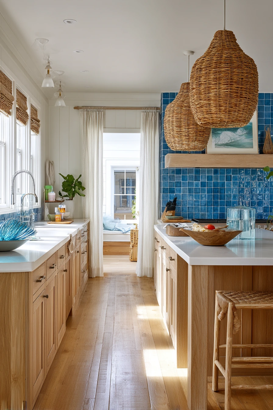 9. Coastal Blue Tile with Everyday Beach House Clutter