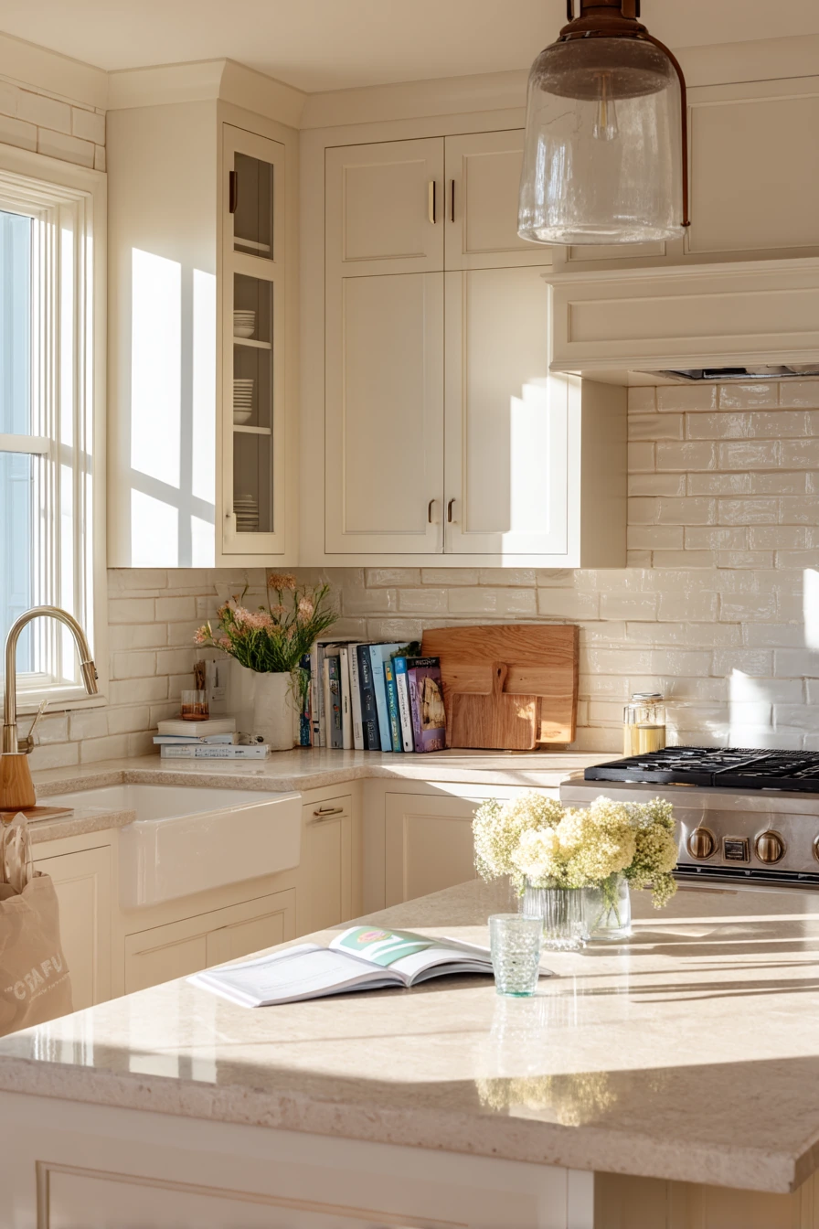 10. Classic Cream Tile for a Calm, Remodel-Ready Kitchen