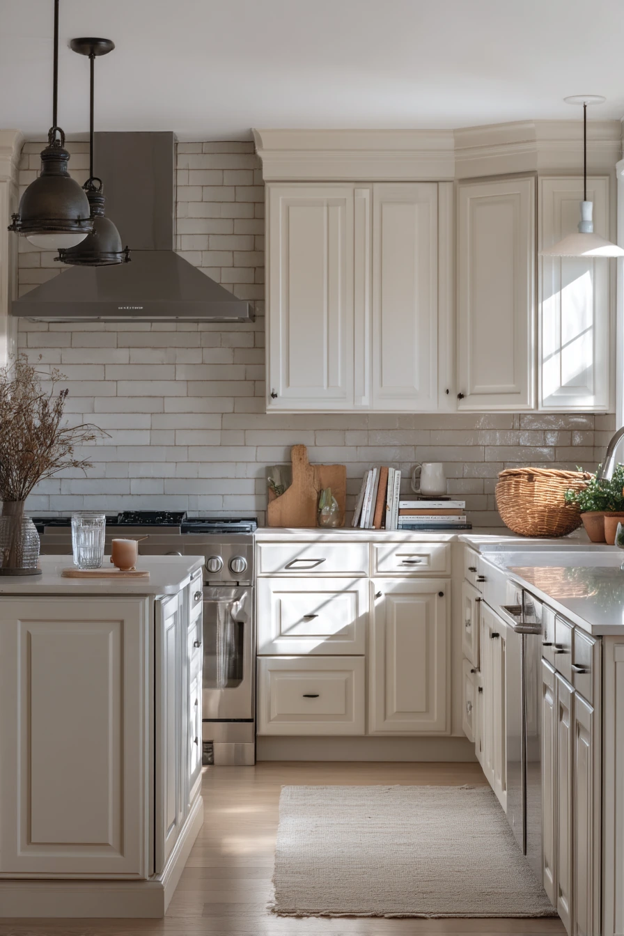 10. Classic Cream Tile for a Calm, Remodel-Ready Kitchen