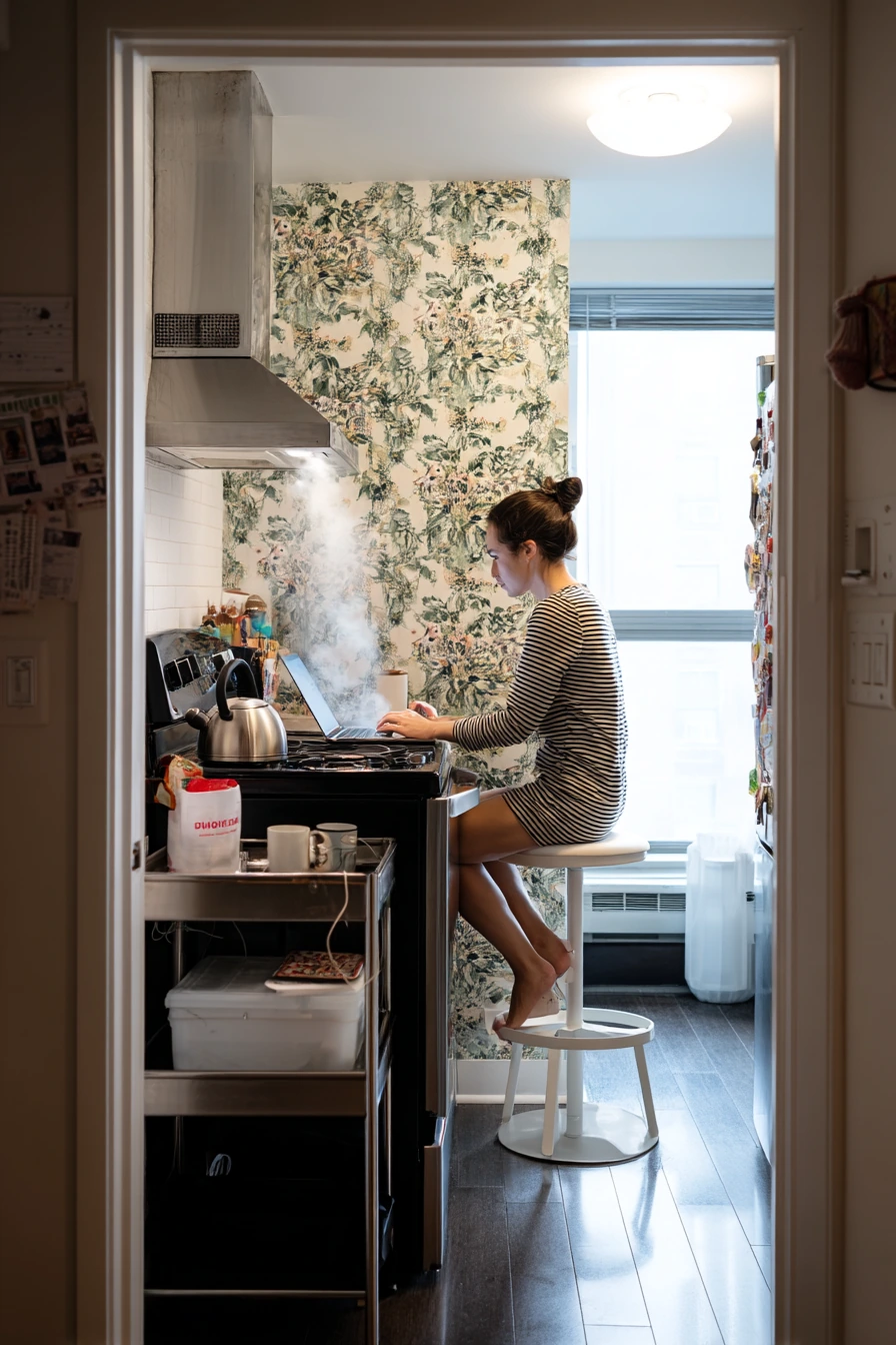 Tiny Kitchen With Clever Pattern