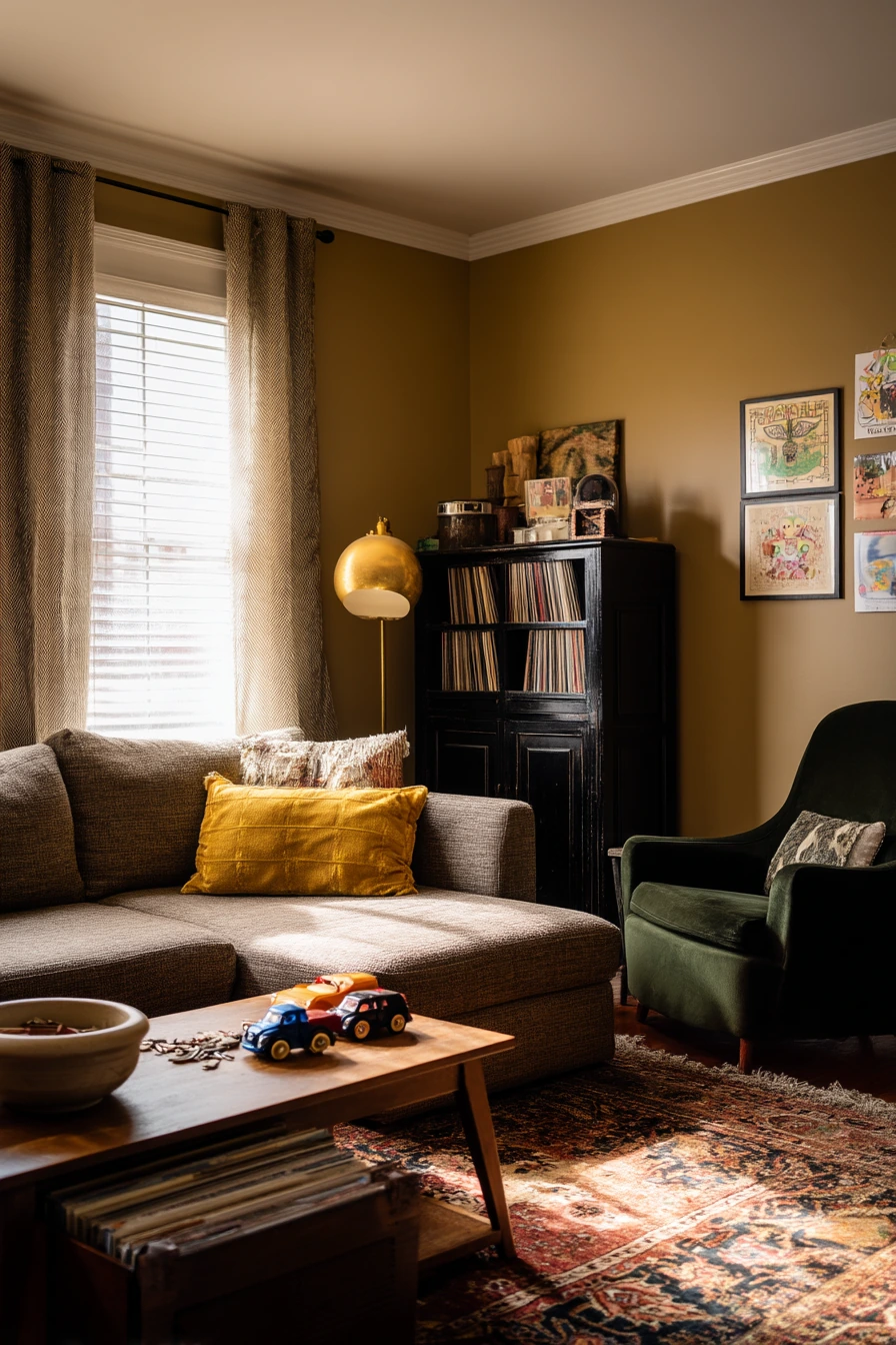 Muted Mustard for a Happy Eclectic Space